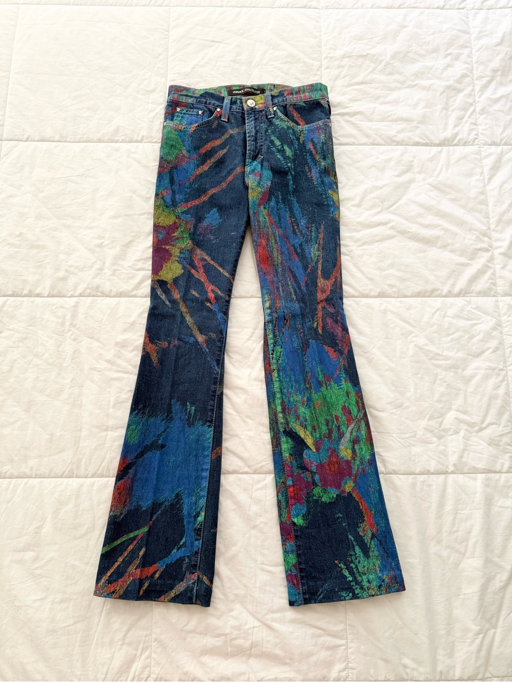 Vintage Versace Jeans Couture Printed Bootcut Denim Jeans